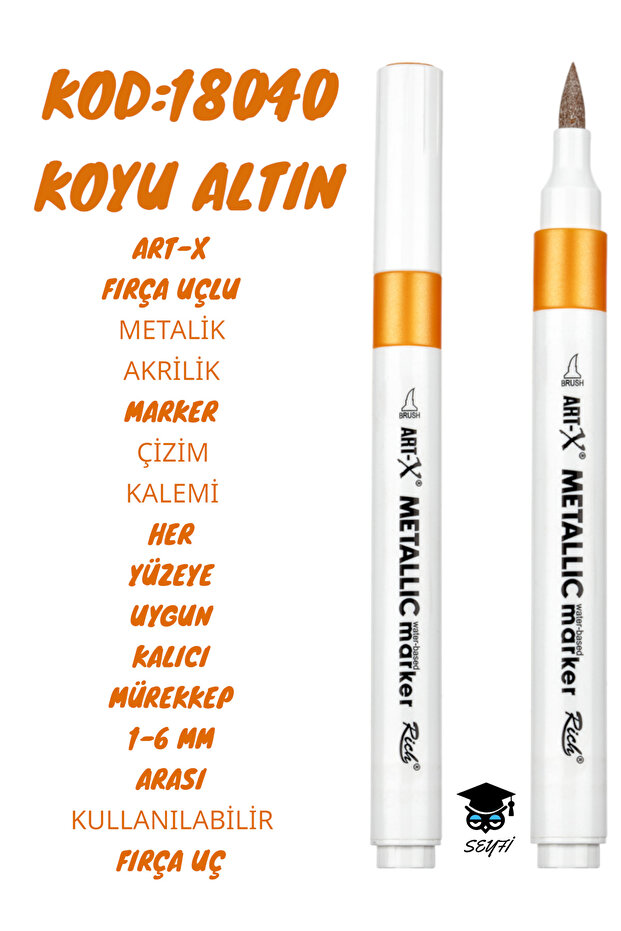 Brush Tip Metallic Acrylic Marker Drawing Pen Suitable for All Surfaces Permanent Ink 1-6 mm Tip Art-X
