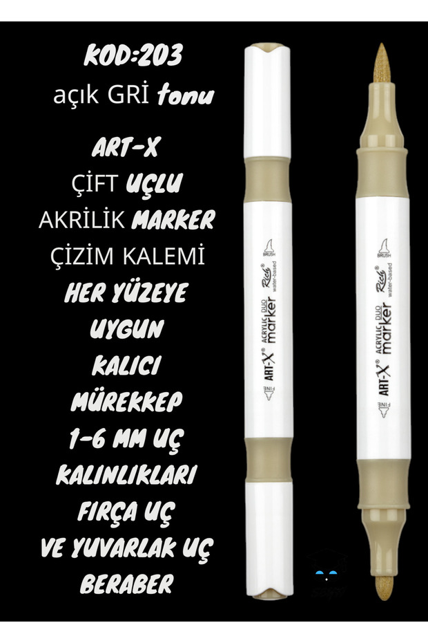 Art-X Double Tip Acrylic Marker Drawing Pen Suitable for All Surfaces Permanent Ink 1-6 mm Tip Thicknesses