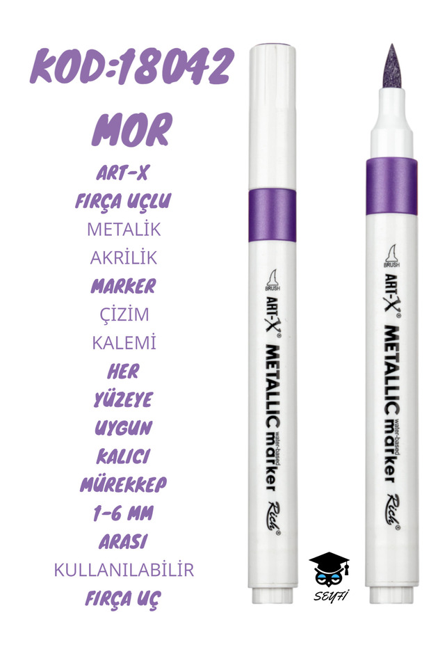 Brush Tip Metallic Acrylic Marker Drawing Pen Suitable for All Surfaces Permanent Ink 1-6 mm Tip Art-X