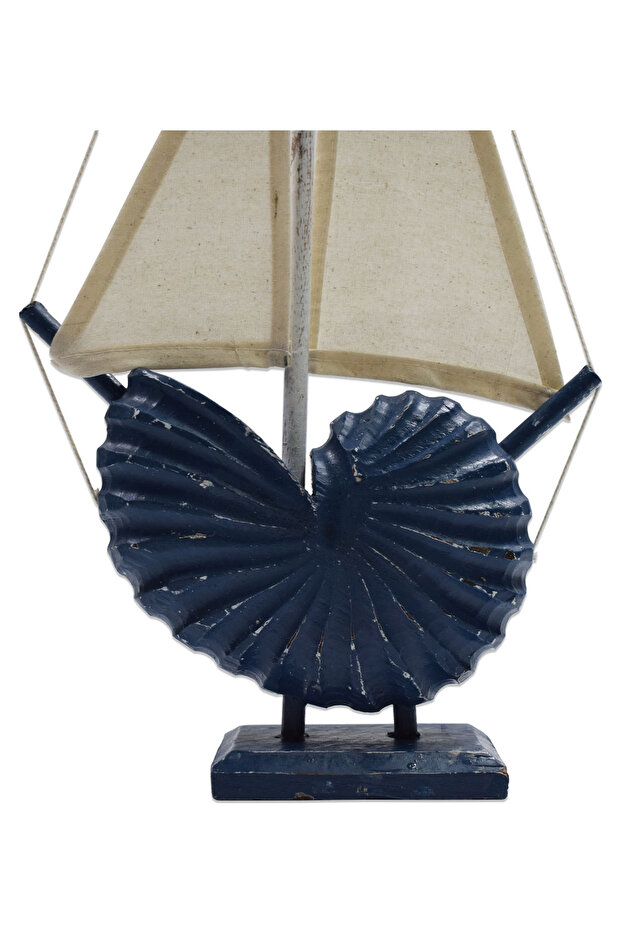 Ahşap Nautilus Gemi Mavi Dekoratif Biblo Obje Ayakta Durabilen - 3