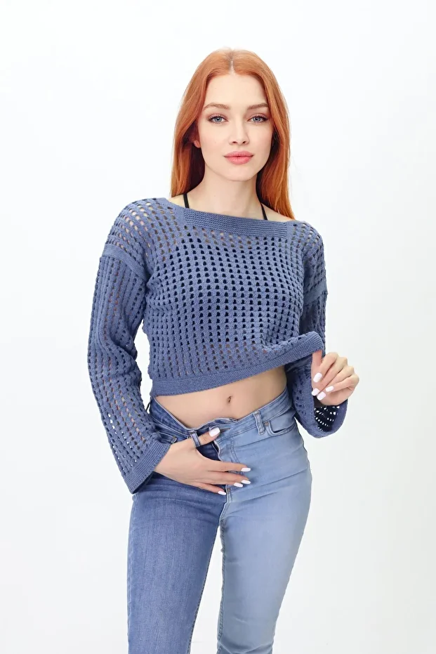 Ispanyol Kol Delikli Crop, one size - 3
