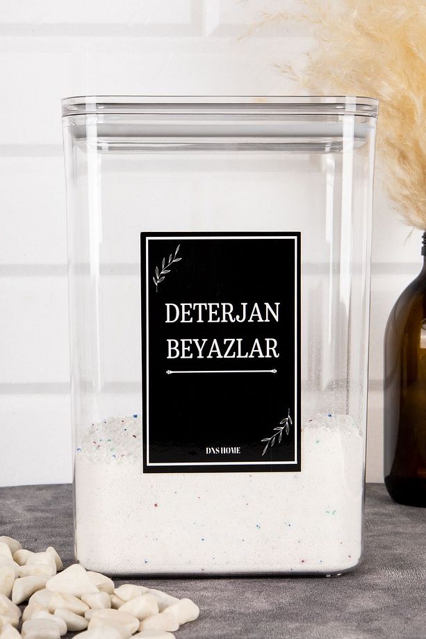 2'li Deterjan Seti Siyah Etiketli Beyazlar Ve Renkliler 3000 ml Deterjan Saklama Kabı Kutusu Set - 2