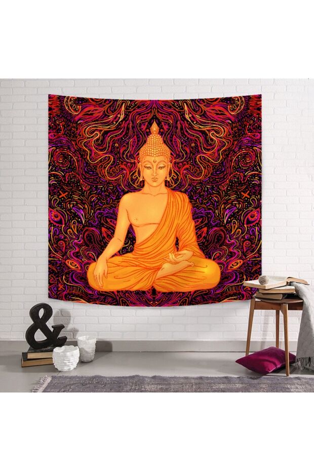 Gold Buddha Psychedelic Duvar Örtüsü - 1