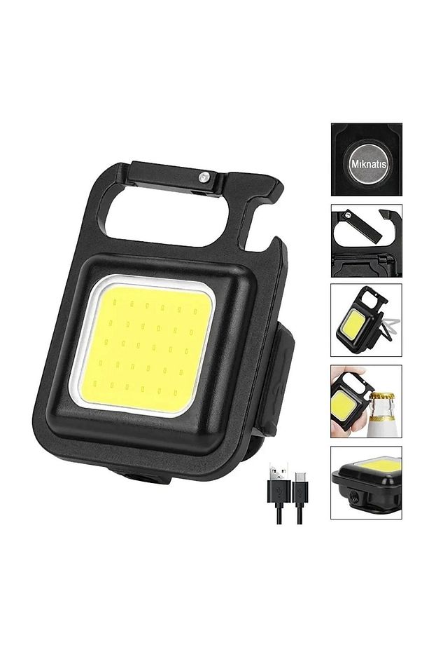 Mini Led El Feneri Mıknatıslı Su Geçirmez Şişe Açacaklı Şarjlı - 1