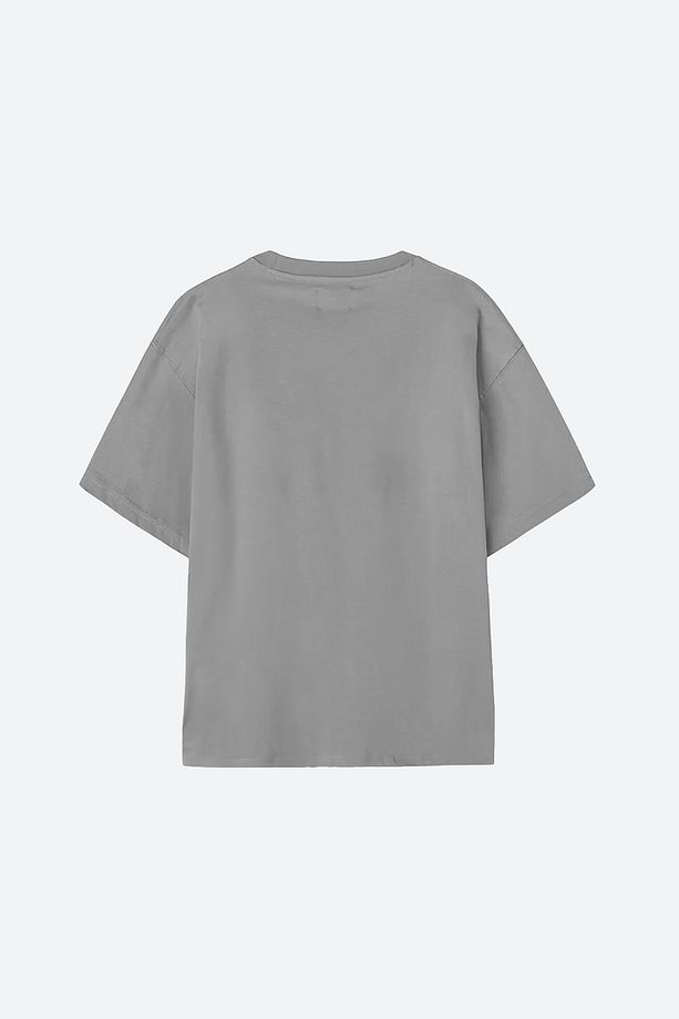 Eazy Basic Taş Gri Unisex Kabartma Baskılı Extra Oversize Kısa Kollu T-shirt - 2