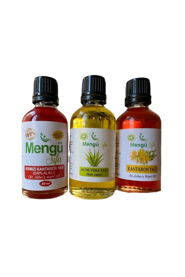 St. John's Wort (Yellow-Red) Oil Aloe Vera Oil (Kantoron) 150ml Yellow Glass Bottle Natural