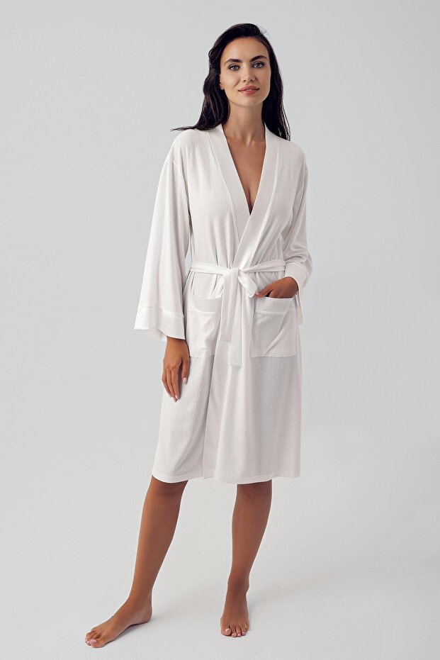 Women's Long Sleeve Stretchy Viscous Short Dressing Gown
