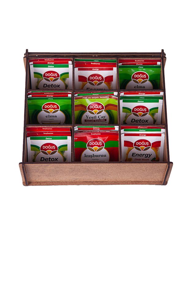 Premium Sallama Çay Saklama Kutusu Ahşap 9'lu Poşet Çay DEPACAY1104 - 3