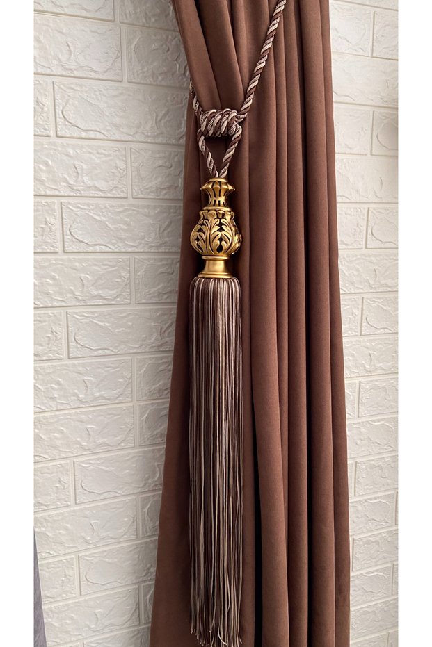 Curtain Accessory Polyester Vase Shah Model Tasseled Bracket Cornice Mounting Kit 1 Piece