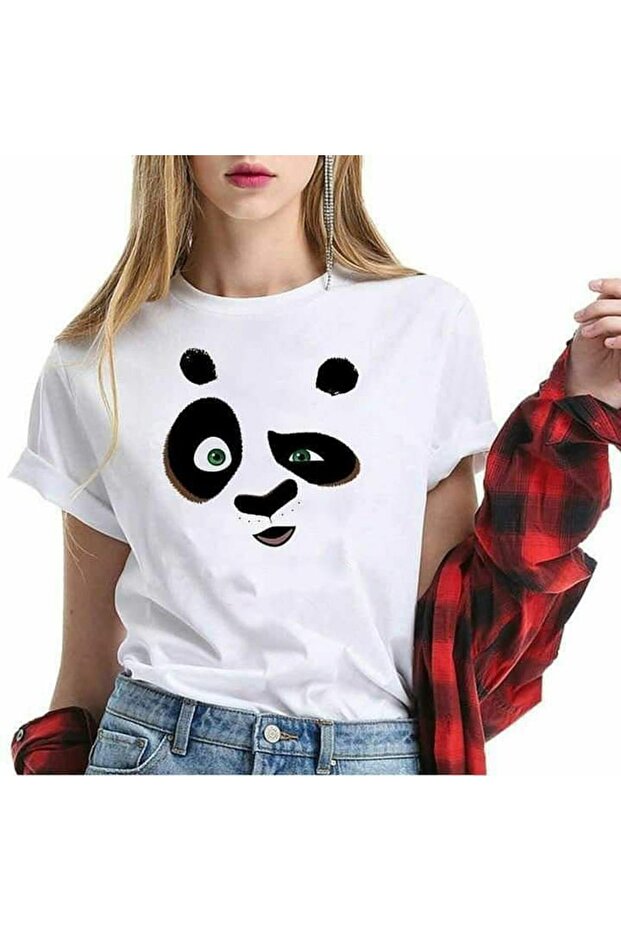 Panda Printed Crew Neck Cotton Regular Fit Youth and Children's T-Shirt