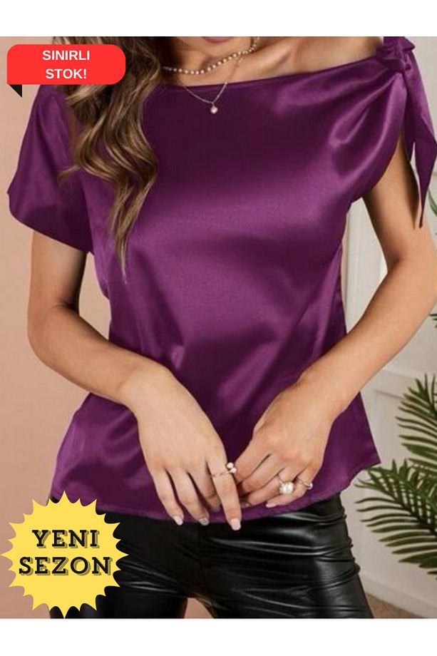 Kadın Tek Omuz Bağlamalı Saten Yazlık Bluz Editörün Seçtikleri - 2
