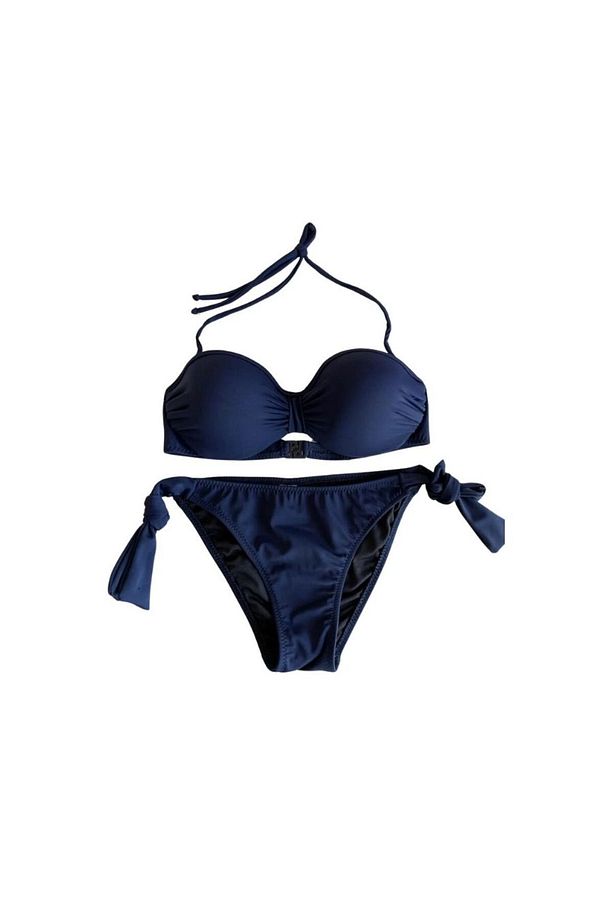 Lacivert Çok Dar Kalıp Içi Boş Kap Bikini Takımı - 6