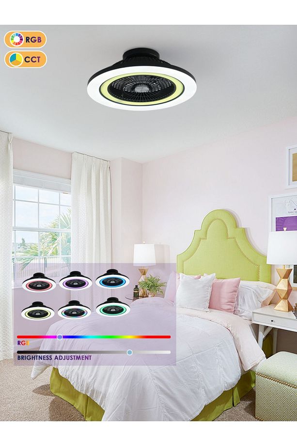 DLC OVEST RGB LED TAVAN VANTİLATÖRÜ KUMANDALI 58 CM - 3