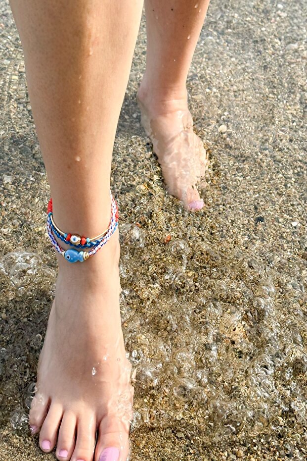 Balık Model Doğal Taşlı Halhal - 5