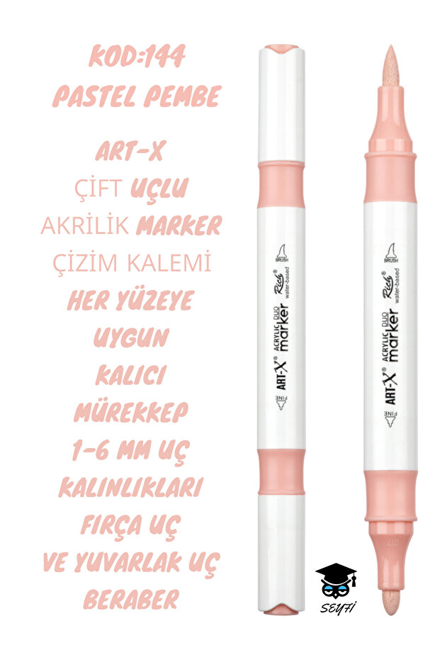 Art-X Double Tip Acrylic Marker Drawing Pen Suitable for All Surfaces Permanent Ink 1-6 mm Tip Thicknesses