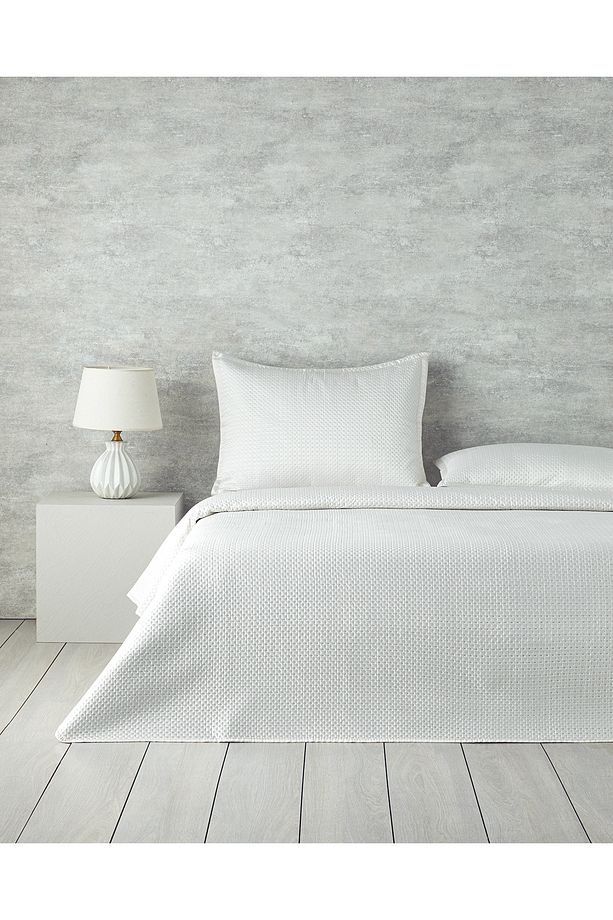 Sisilla Saten Tek Kişilik Yatak Örtüsü Takımı Ekru - 1