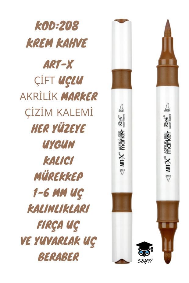 Art-X Double Tip Acrylic Marker Drawing Pen Suitable for All Surfaces Permanent Ink 1-6 mm Tip Thicknesses