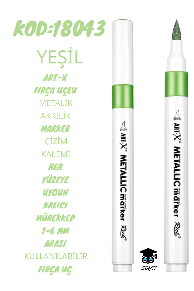 Brush Tip Metallic Acrylic Marker Drawing Pen Suitable for All Surfaces Permanent Ink 1-6 mm Tip Art-X