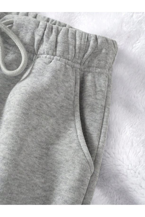 Unisex Trend Yüksek Bel Şeritli Eşofman Altı - 5