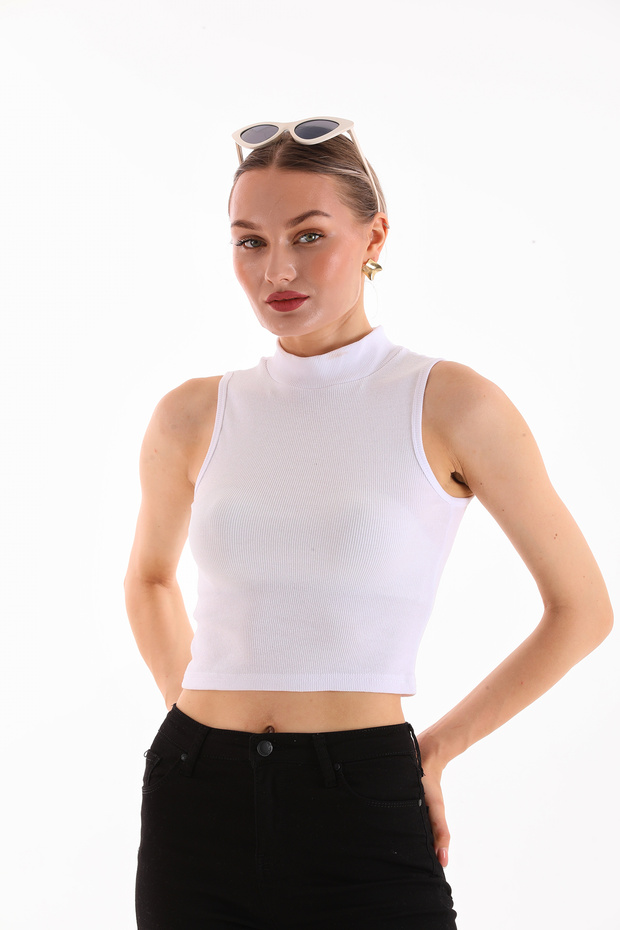 Women's Lycra Sleeveless Crop Blouse