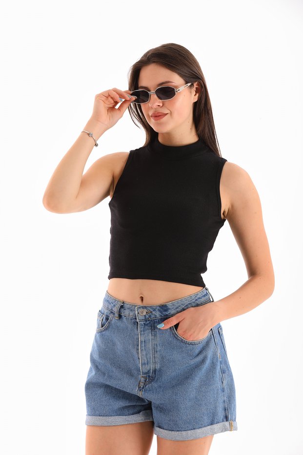 Women's Lycra Sleeveless Crop Blouse