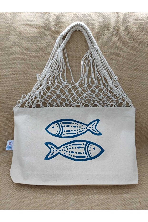 حقيبة شبكية بطبعة سمكة - 1