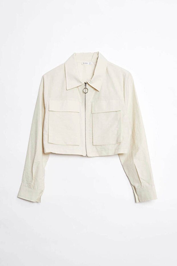 Georgina Cepli Crop Ceket Taş - 1