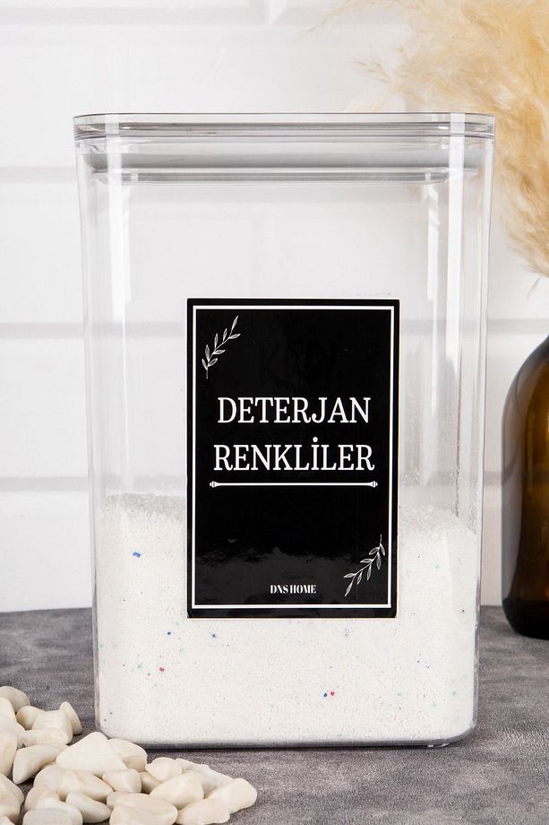 2'li Deterjan Seti Siyah Etiketli Beyazlar Ve Renkliler 3000 ml Deterjan Saklama Kabı Kutusu Set - 4