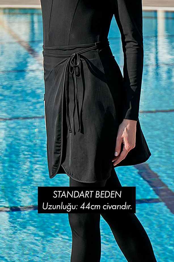 Bağlanabilir Likralı Etek Pareo Siyah RP005-02 Remsa Mayo - 6