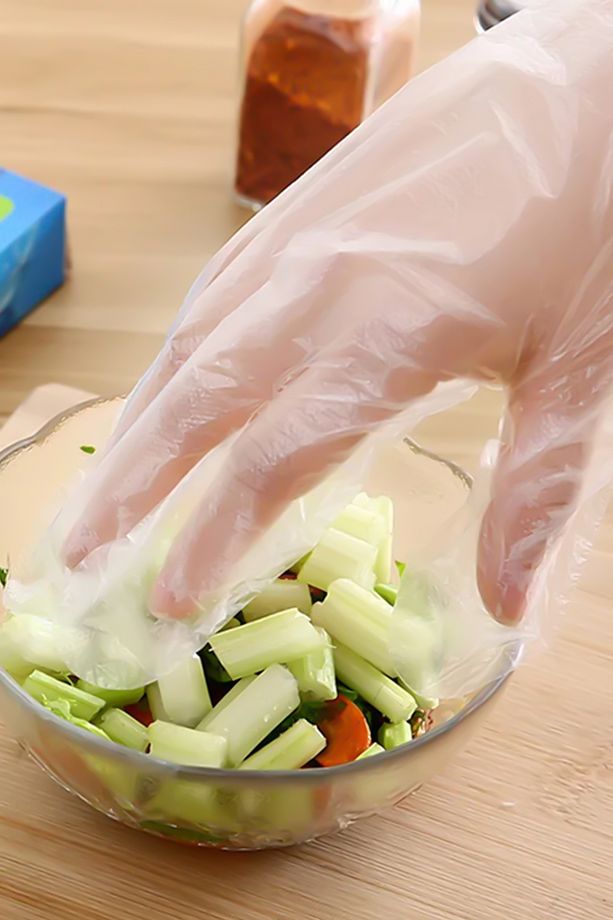 Plastik Şeffaf Tek Kullanımlık Dayanıklı Mutfak Bahçe Hobi Temizlik İş Manav Poşet Eldiven 100 AD - 4