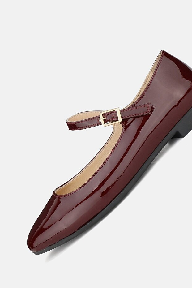 WOMEN'S Claret Red Patent Leather Genuine Leather Shoes with Numbers 34-35-41-42