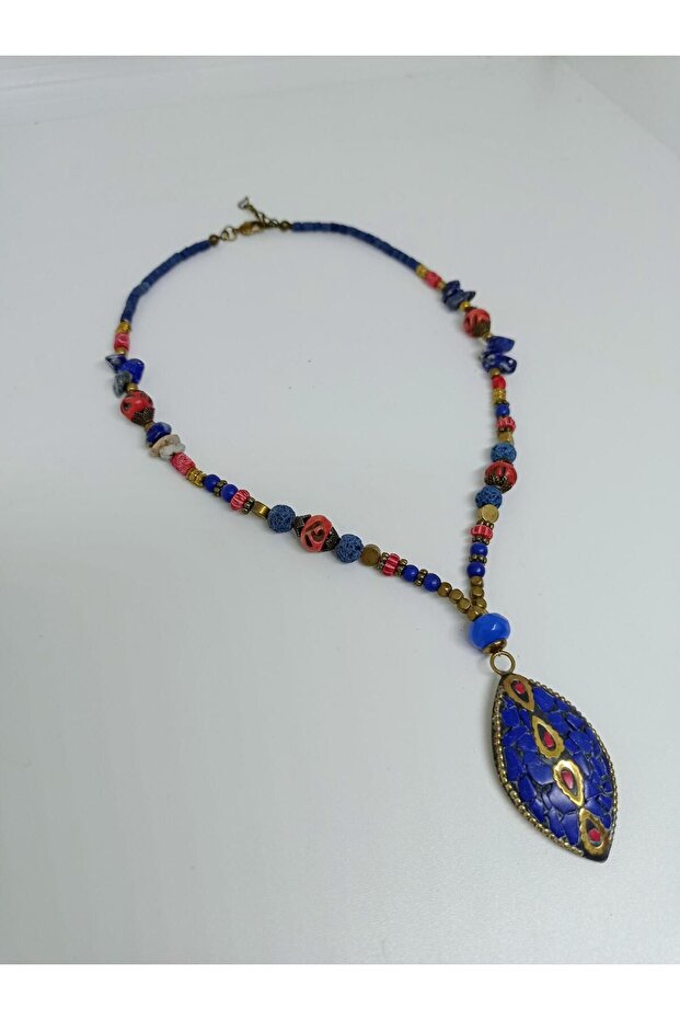 Afghan Tip Ethnic Design Authentic Bohemian Short Natural stone Necklace No:32