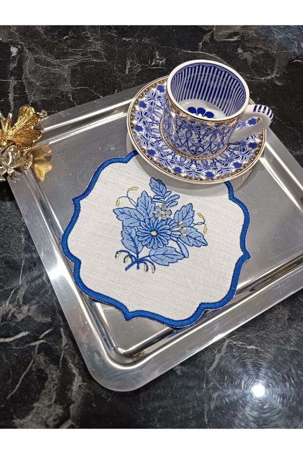Femme En Bleu Cocktail and Coffee Side Serving Napkin 1 Piece