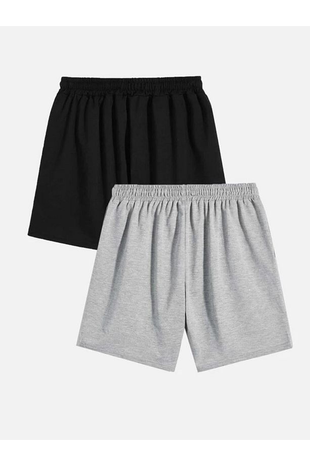 Unisex Prisma Mountain Minimal Tasarım Baskılı Şort -Oversize Yazlık Penye Kısa Lastikli Yüksek bel - 2
