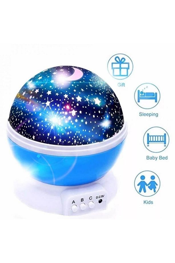 Usbli Ve Pilli Mavi Starmaster-360 Dönebilen Gece Lambası-yıldız Ve Ay Yansıtmalı Projeksiyon - 1