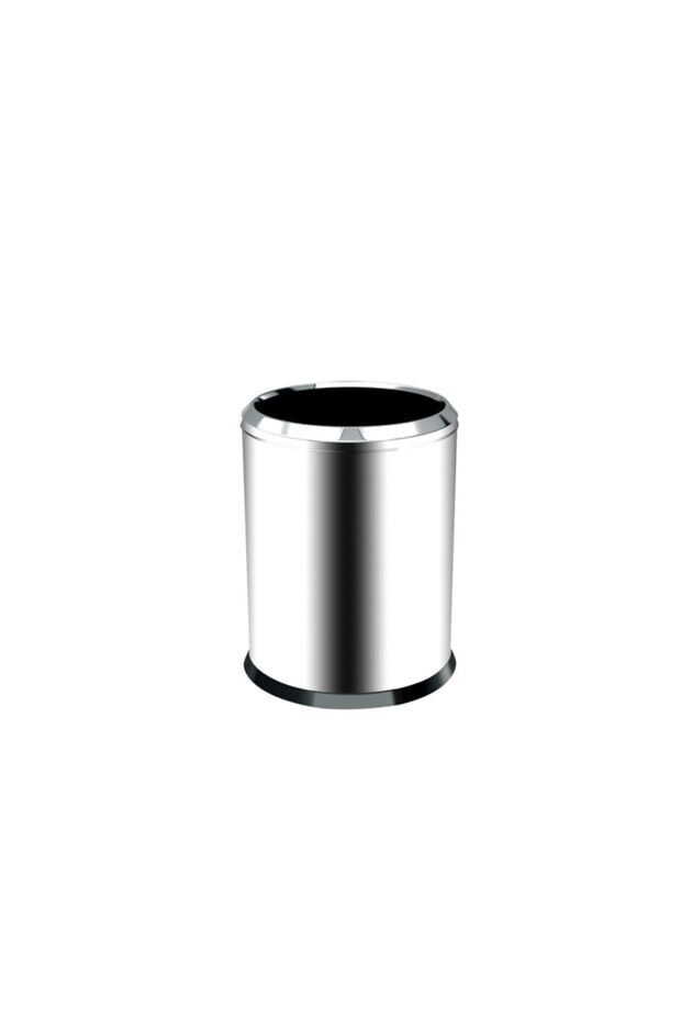 5 Lt Trash Can with Chrome Circle, Stylish and Durable Metal Design - 1