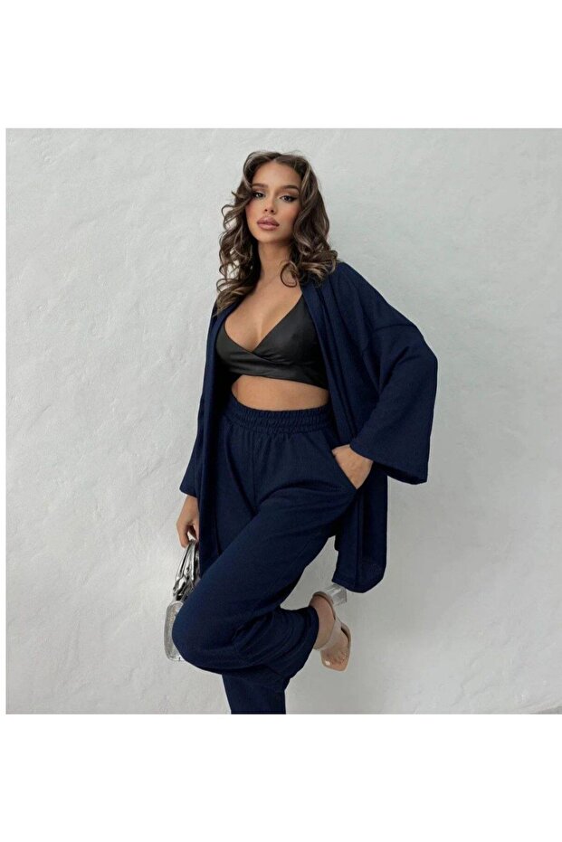WOMEN'S KIMONO BÜRÜMCÜK TOP AND BOTTOM SET