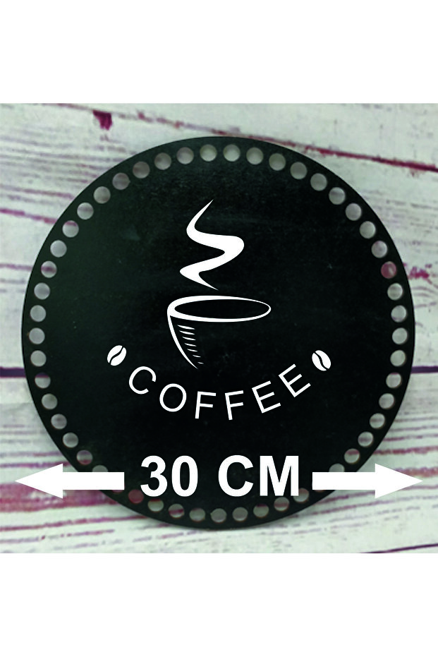 Coffee Written Black Single Face Wooden Mdf Basket Tray - 3 Mm, 30 cm (2 Pieces)