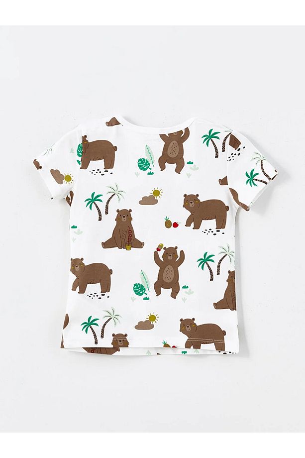 LCW baby Bisiklet Yaka Kısa Kollu Baskılı Erkek Bebek Şortlu Pijama Takımı - 3