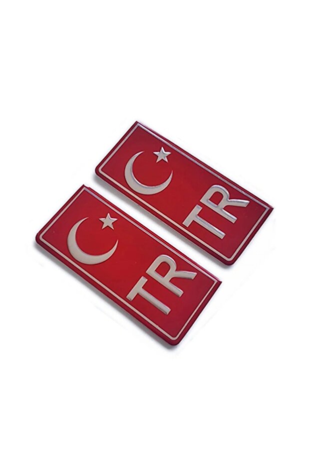 Tr Plate Chrome Sticker Set of 2 - Türkiye Plate Chrome Sticker - Türkiye Plate Chrome