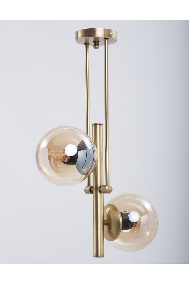 Libra Eskitme Kaplama Bal Camlı Avize - 2