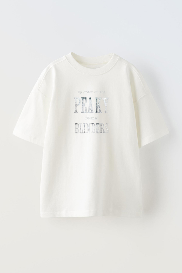 Peaky Blinders White Oversize Cotton T-shirt - Text Printed