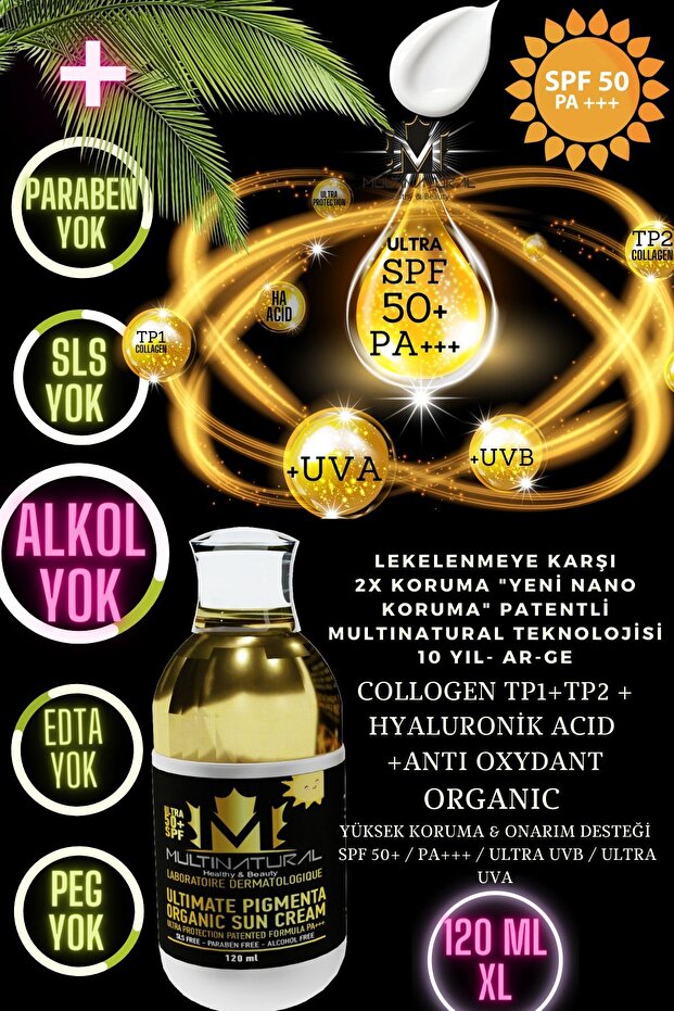 Sunscreen Anti-Spot 2x Protection Antioxidant Collagen HA Acid Supported 120ml/50 SPF UVA/UVB