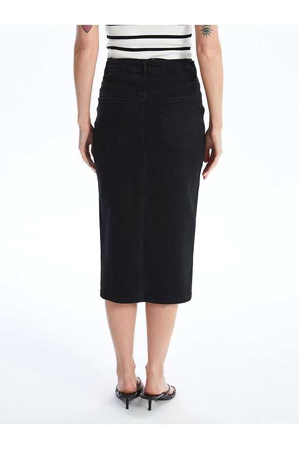 LCW Dar Fit Kadın Jean Etek - 4