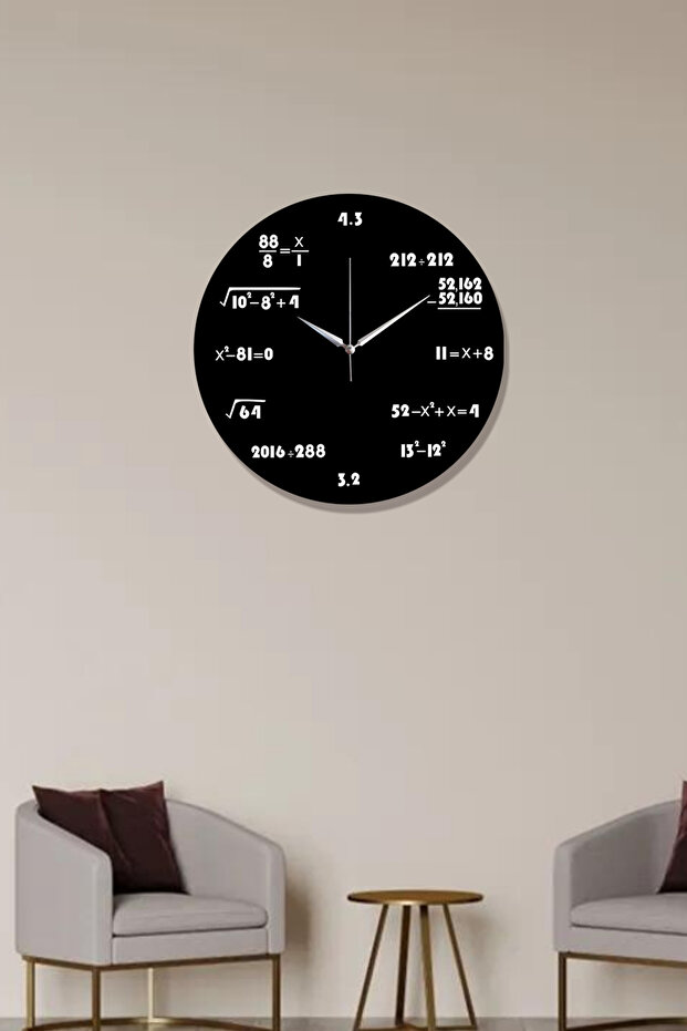 Mathematics Wooden Wall Clock , Mathematics Process Clock 40X40Cm