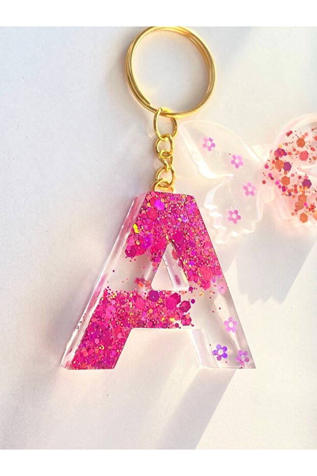 Gift Keyring Letter a Silvery