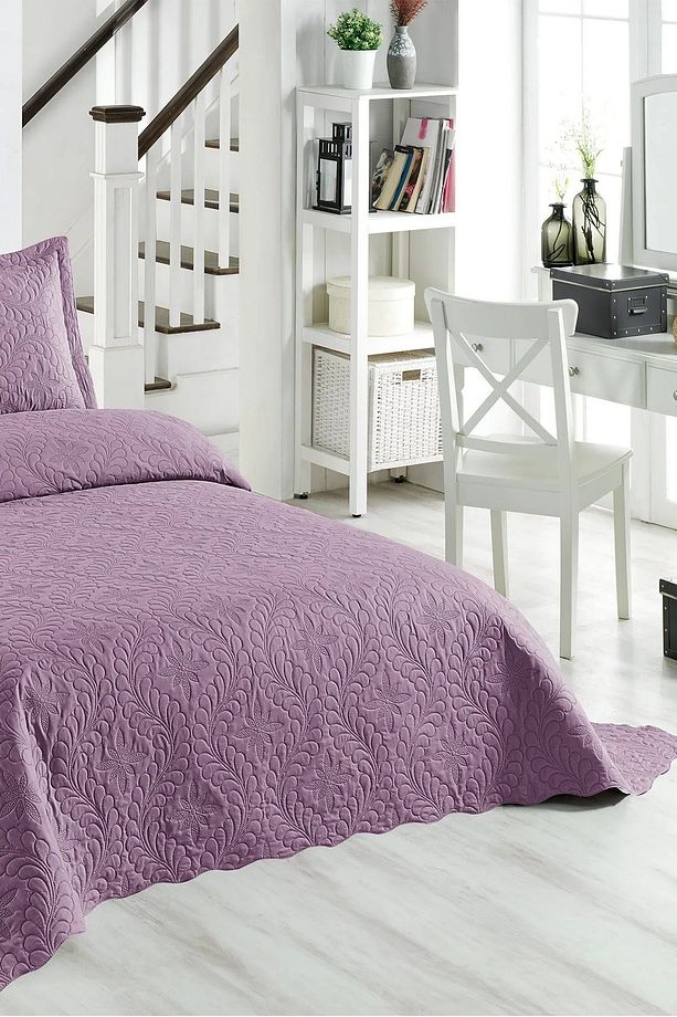 Ivy Açık Lila Tek Kişilik Microfiber Kapitone Yatak Örtüsü - 2