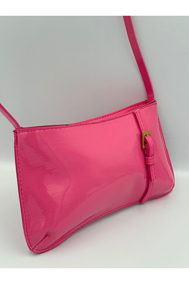 New Season Patent leather Leather Shiny Baguette Style Single Compartment Zippered Hand, Shoulder and Shoulder Bag