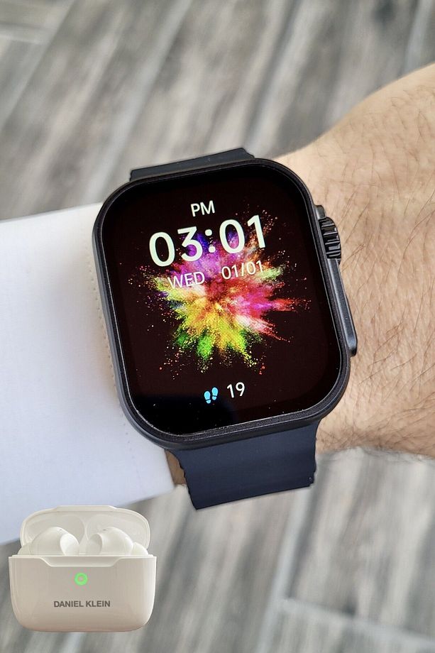 Android/ios Uyumlu Arama Özellikli Siyah Renk Kordonlu Akıllı Kol Saati ve Bluetooth Kulaklık - 6