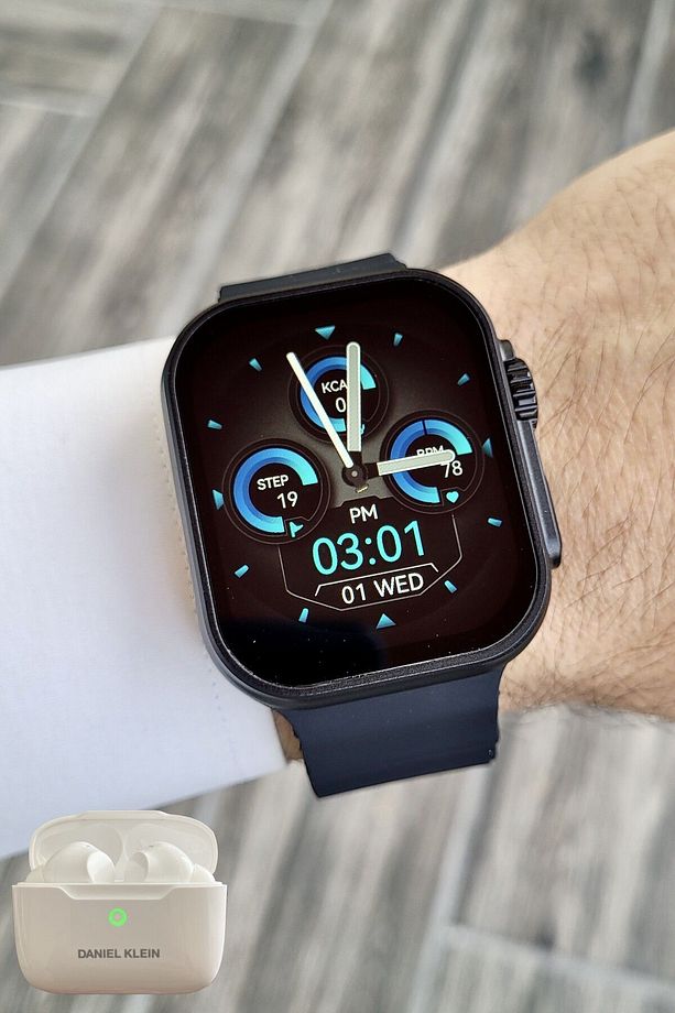 Android/ios Uyumlu Arama Özellikli Siyah Renk Kordonlu Akıllı Kol Saati ve Bluetooth Kulaklık - 7